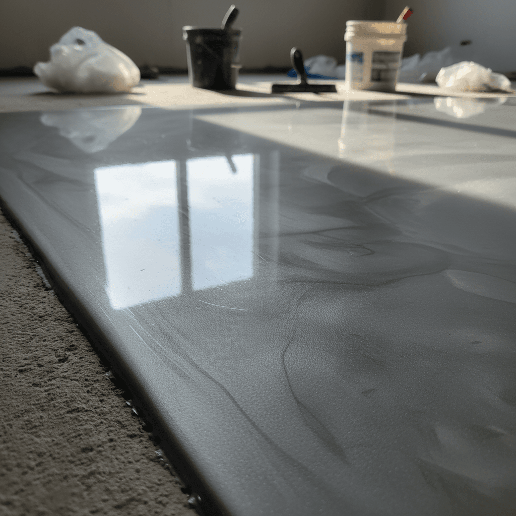 Metallic epoxy garage floor with gold finish