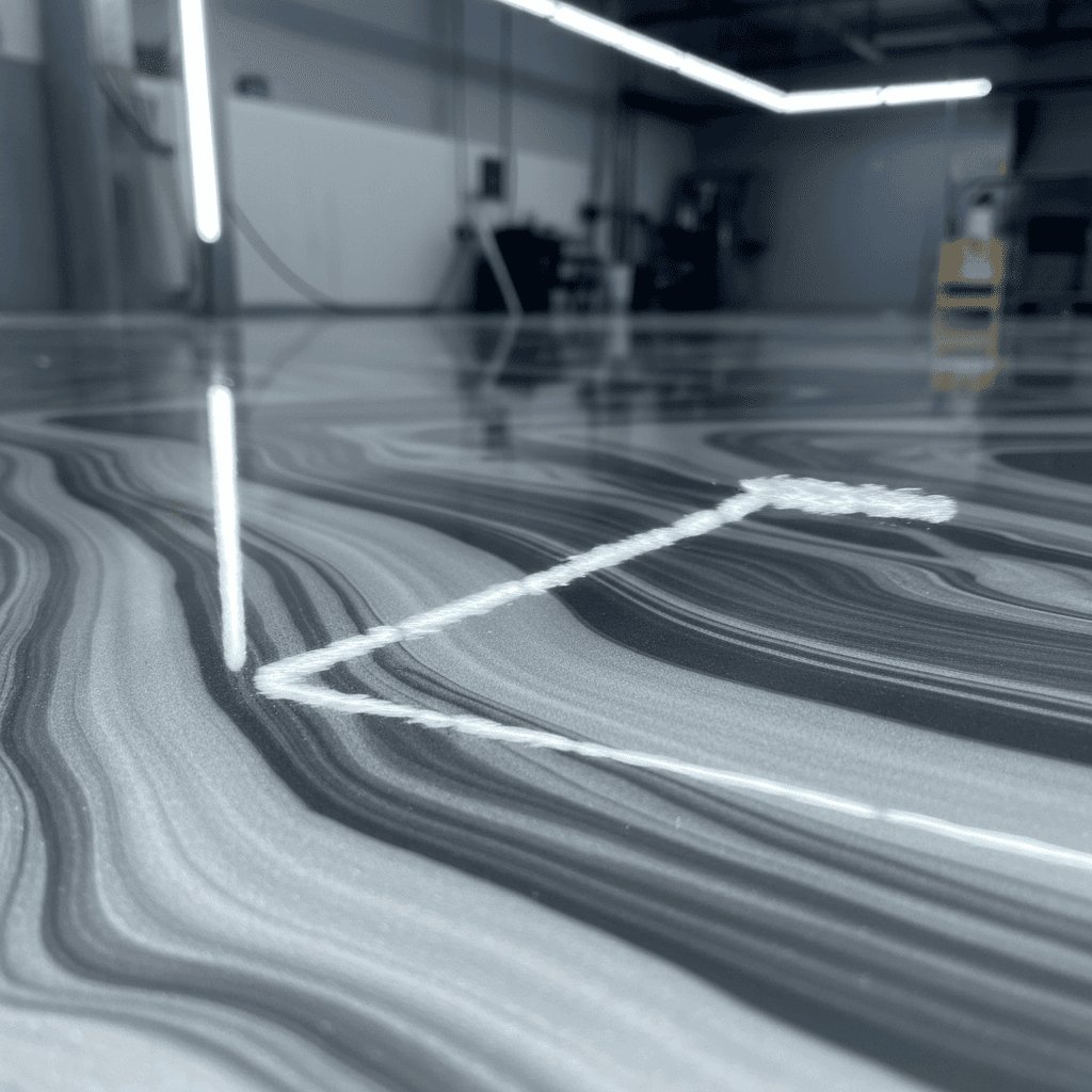 High-end metallic epoxy flooring in residential garage